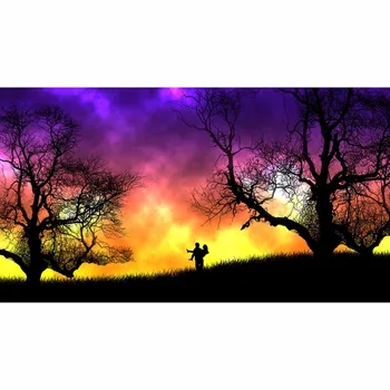 

New 5D DIY Diamond Painting Beautiful Sunset Old trees Lovers Scenic Embroidery round Diamond Cross Stitch Rhinestone
