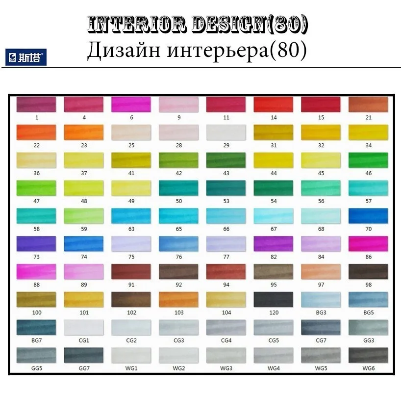 STA 10/30/40/60/80/128 Цвета ручка алкоголь чернила Маркер комплект Dual Head эскиз маркеры кисточки ручка для рисования манга дизайн товары для рукоделия - Цвет: 80 Interior