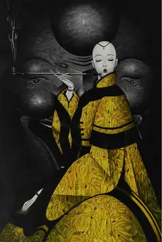 

HandPainted Modern Realist Figure Oil Canvas Painting nude painting Dress Oil Painting Wall Art Picture Painting for Home Decor