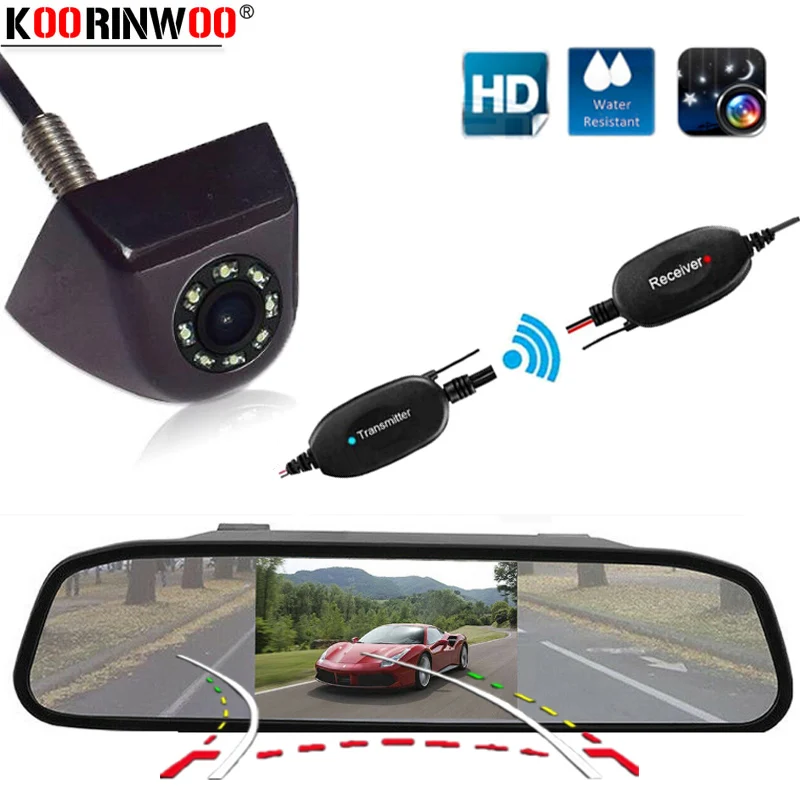 

Koorinwoo 2.4G Car Parking Dynamic Trajectory Moving Line CCD HD colorful Car Rear View Camera LCD TFT Digital Monitor Mirror