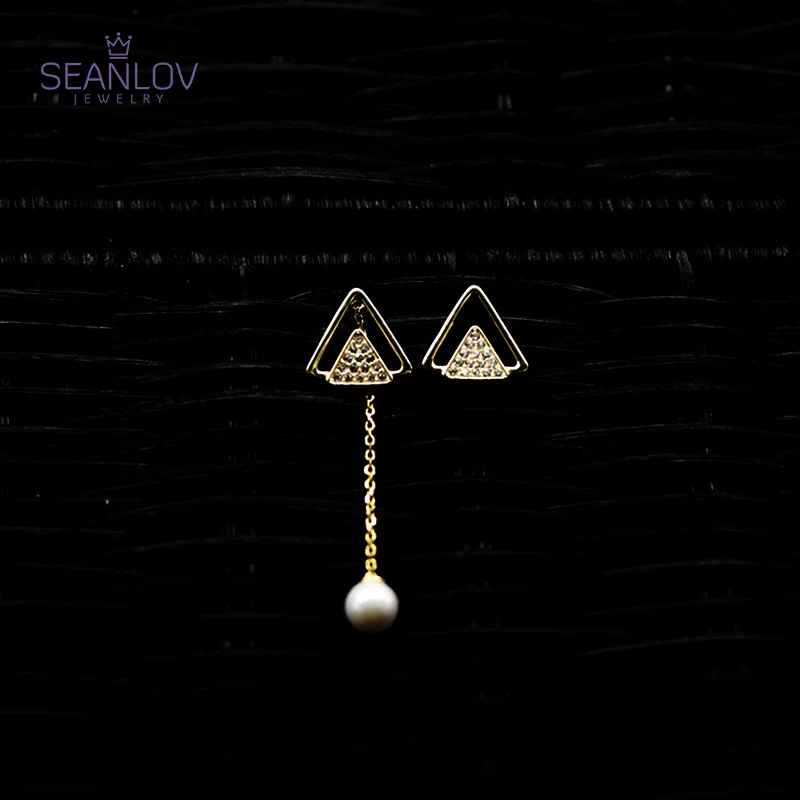 

Seanlov Triangle Single Peal Earrings For Women Stud earring Fashion Jewelry Gift