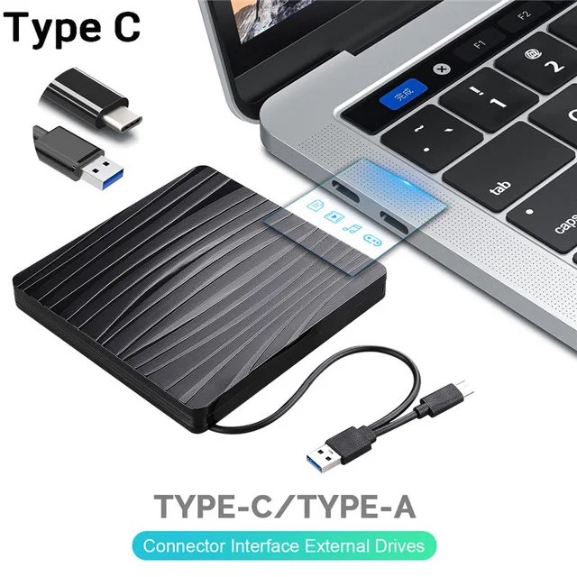 Универсальный Тип C USB 3,0 внешний DVD/CD/VCD горелка RW SVCD привод плеер оптический привод для Mac/PC/Apple ноутбук/OS/Windows - Цвет: 43278