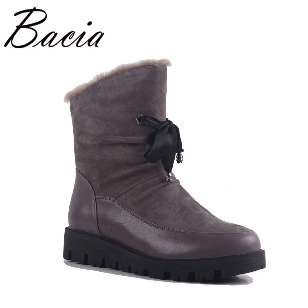 Bacia Sheep Suede Short Boots Dark Grey Warm Wool Fur Winter Leather Female Boots Fashion Lace Cross-Tied Mid-Calf Shoes SA028 Bacia Sheep Suede Short Boots Dark Grey Warm Wool Fur Winter Leather Female Boots Fashion Lace Cross-Tied Mid-Calf Shoes SA028