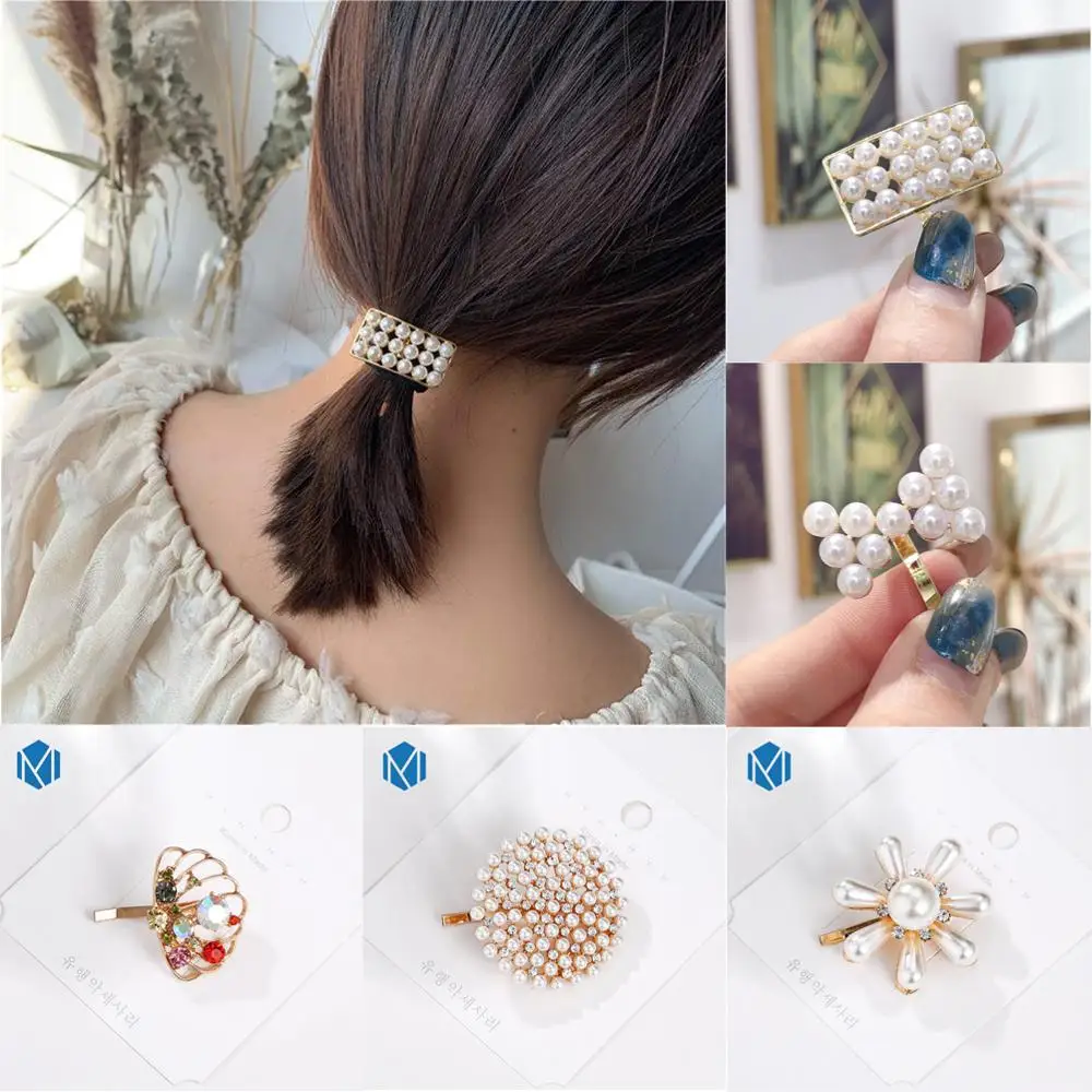 

Small Imitation Pearls Flower Hairpin Hair Sticks for Women Colorful Shiny Rhinestone Heart Bow ozdoby do wlosow