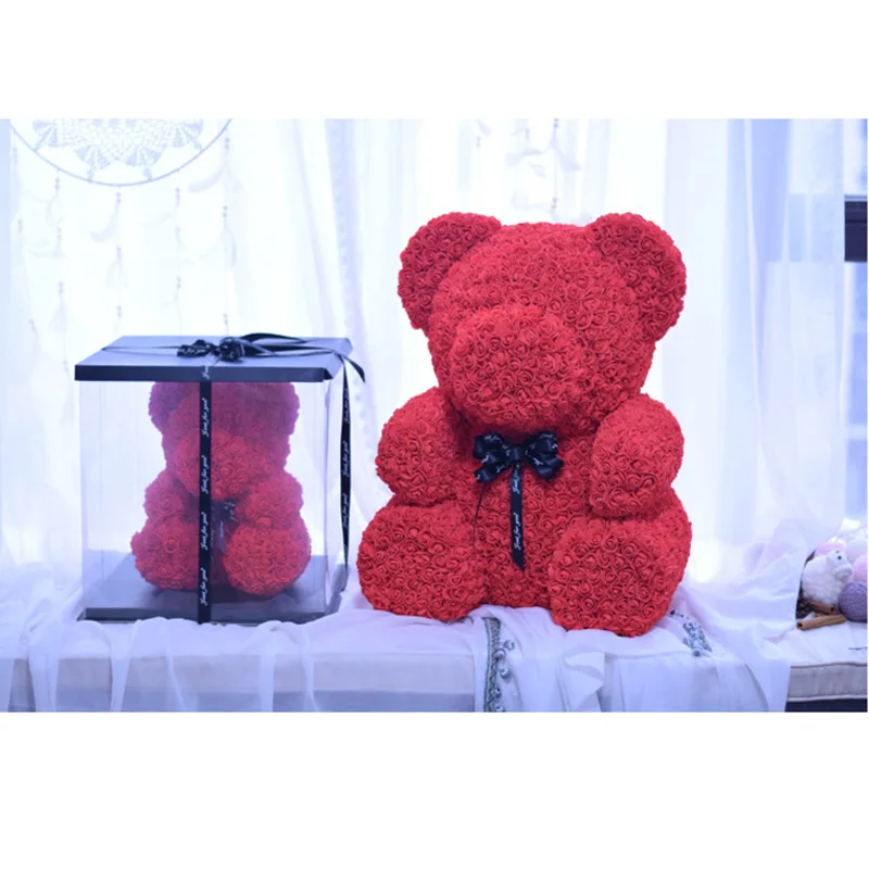

Artificial Teddy bear Flower Bear Foam Rose Teddy Bear Boxes Wedding Party Decor Flowers Valentine's Day Gift Rose Bear