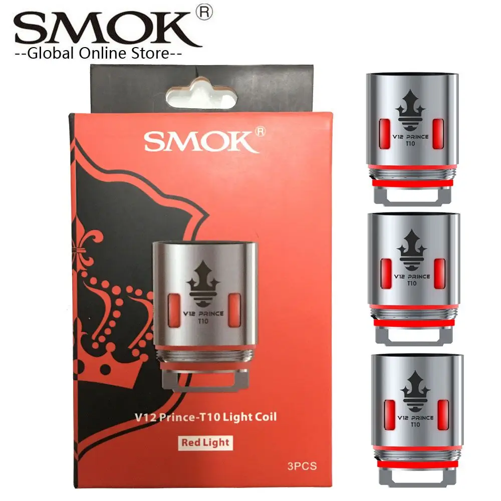 3 шт./лот SMOK TFV12 Prince T10 красный светильник V12 катушка 0.12ohm Vape головное ядро для Tank Resa