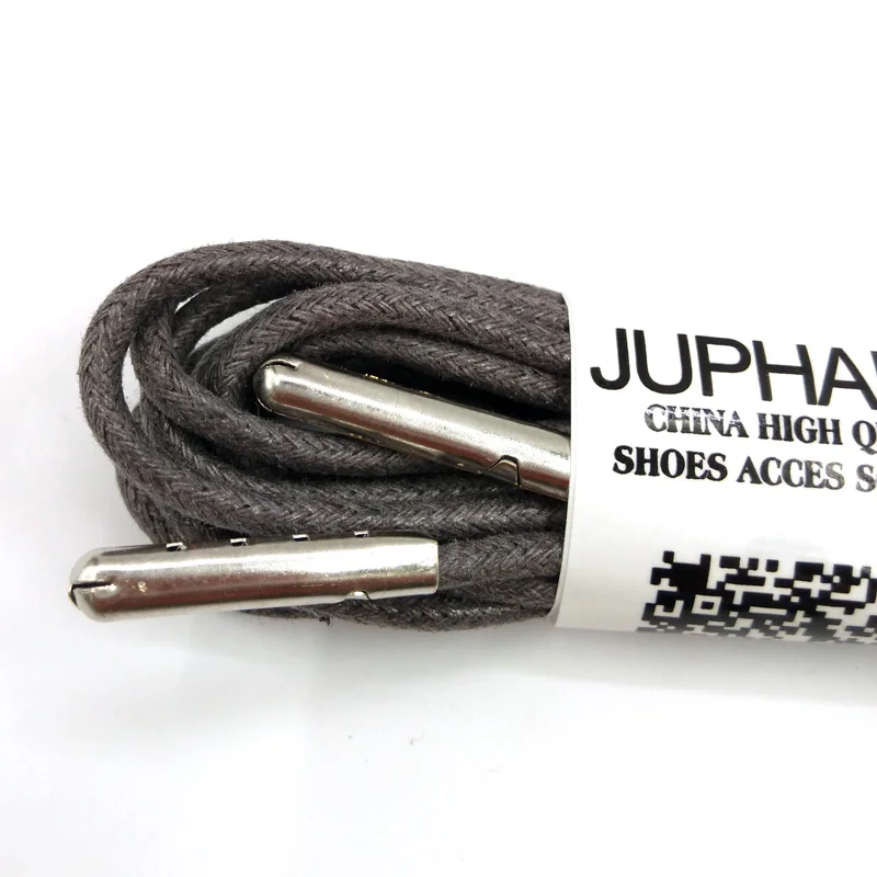 1-12 Pairs Dark Gray  High Quality Unise Laces Waxed Round Shoelaces Sneaker Solid Polyester Twisted Shoes Metal Head Shoelaces