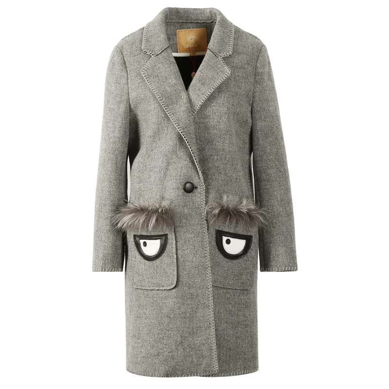 ElfSACK/дизайнерское шерстяное пальто с отложным воротником; зимняя модная длинная верхняя одежда