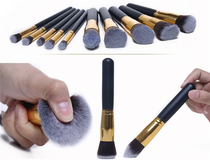 10 шт. pro кисти для макияжа Набор инструментов pinceis de maquiagem Органайзер использовать дерево металл нейлон палитра для косметической кисти ZL524