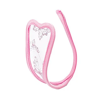 

TFGS Women Heart-shaped Butterfly Pattern Seductive C-String Thong Panty Translucent Pink Underwear