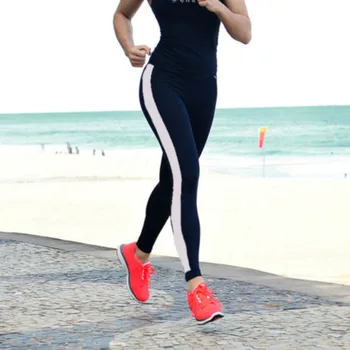 

hirigin Women's Fitness Leggings White Stripe High waist Elasticit Autumn Winter Fashion Casual Ankle-length Legging