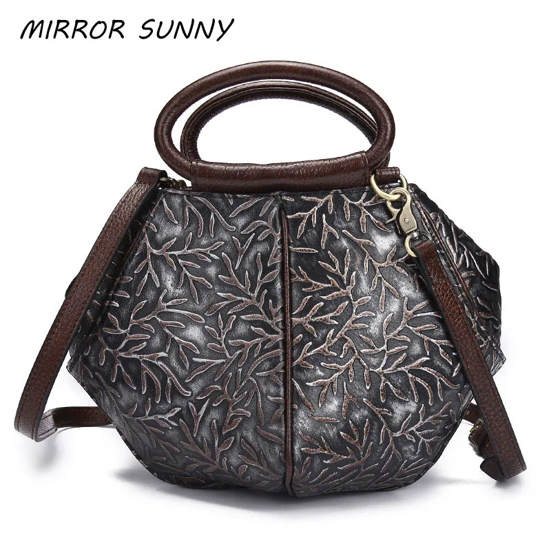 Hudson & James - Bolso De Mano De Cuero Genuino Para Mujer, Azul Marino, 30x11x25 Cm, Múltiples Compartimentos