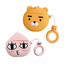 Мягкий силиконовый защитный чехол с рисунком льва/персика, противоударный чехол с ремешком для Airpods 1/2, аксессуары для зарядного устройства