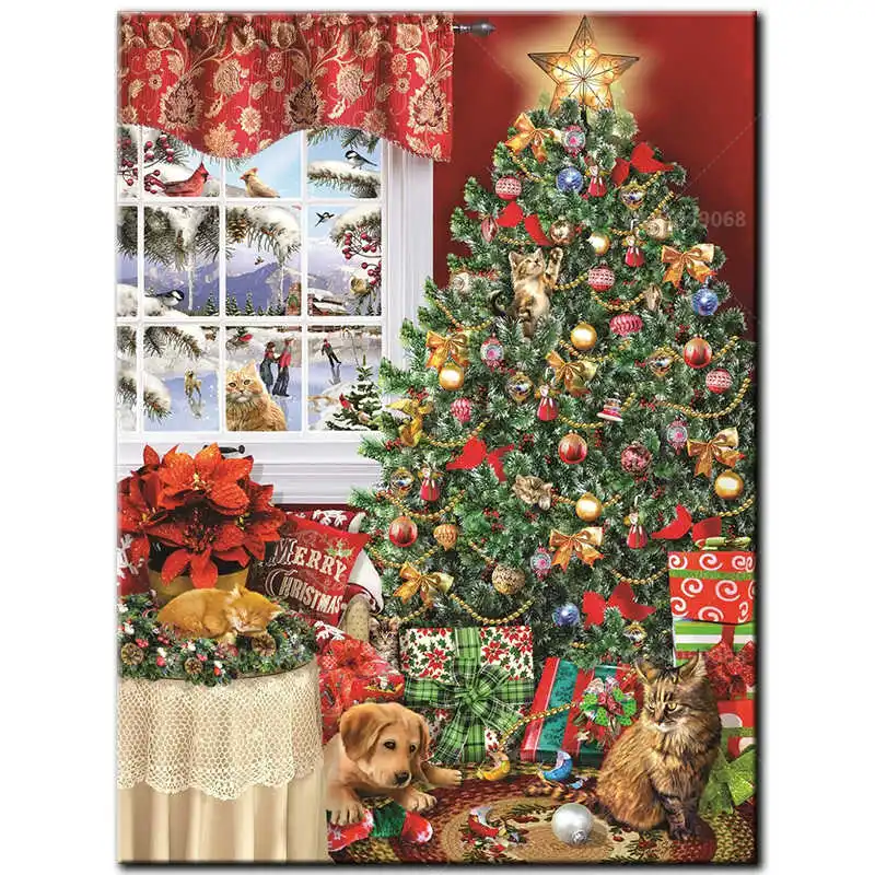 5D DIY Алмазная вышивка полный квадратный алмазная живопись вышивка крестиком Рождественская елка картины из стразов мозаика украшения - Цвет: A1008