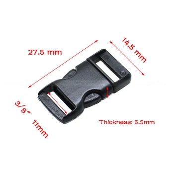 

1000pcs 3/8" Plastic Flat / Straight Buckles For Paracord Bracelet Backpack Straps Webbing 10mm Black