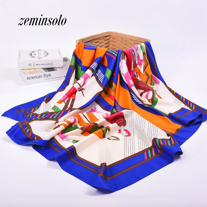 

130*130cm Women Satin Square Silk Scarf High Quality Imitated Silk Satin Scarves Shawl Hijab 2018 Fashion Style Bandana Stole