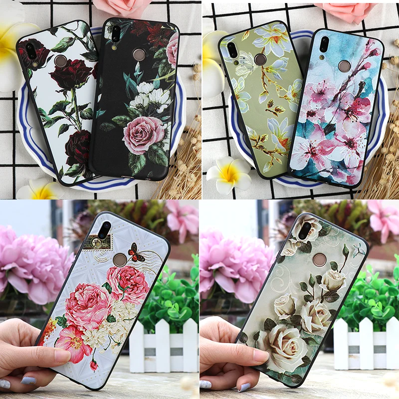 

3D Emboss Floral Case For Huawei Honor View 20 6A 7A 8X 9 10 Play Y9 Y5 Y6 P30 Mate 10 20 Lite Pro P Smart 2019 Nova 2i 3i Coque