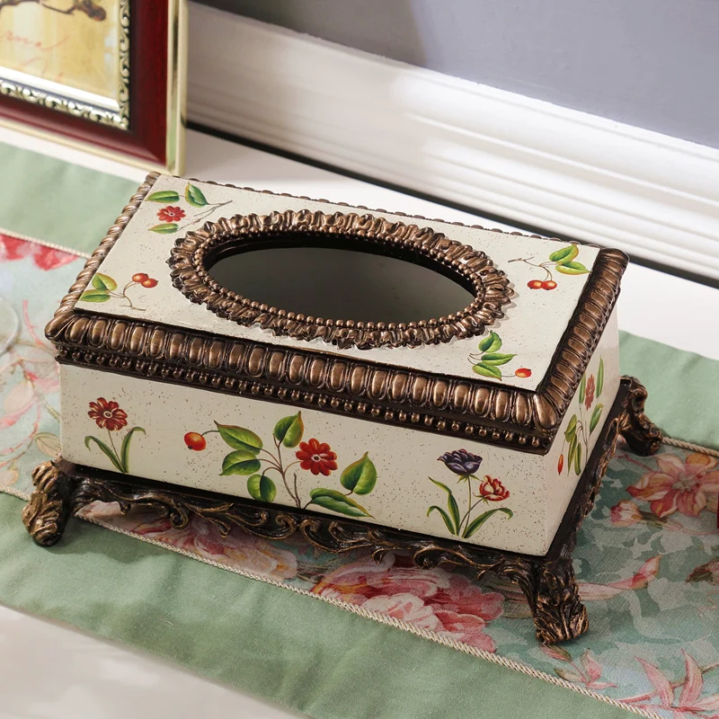 

fashion luxury European style paper towel box back to the back of the United States living room coffee table set resin