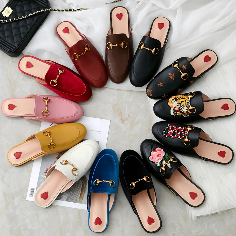 

2019 Latest Fashion Hot Sells Slippers Women Shoes American Flat Sandals Genuine Leather Slip-on Cute Plush H Brand Slides