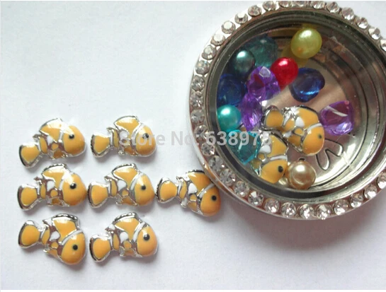 Cute10pcs рыба эмаль формы с плавающей медальон charms.2014 новинка | Украшения и