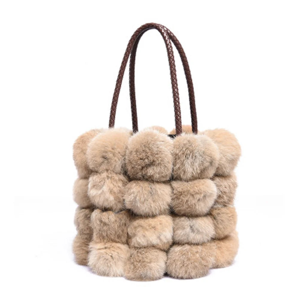 

2018 Korean Version Autumn and Winter New Rabbit Hair Women's Bag Handbag Fashion Single Shoulder Fur Bucket Elegant Leisure