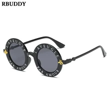 Round Sunglasses Men Women Retro English Letter Mirror Sun Glasses Brand Designer Fashion Vintage Lunette De Soleil Femme UV400