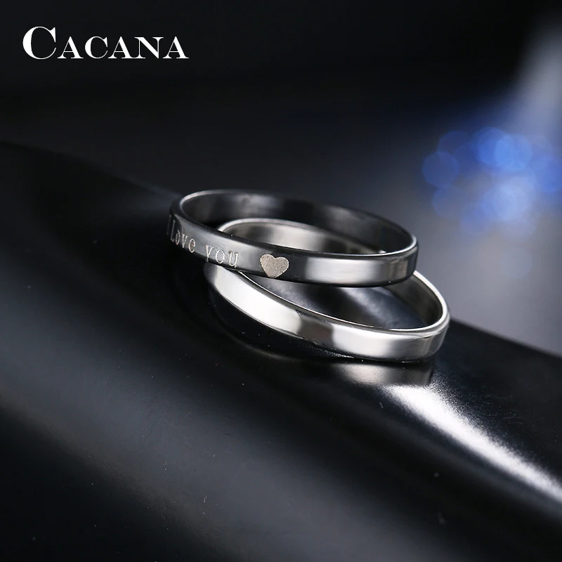 CACANA Stainless Steel Rings For Women Double Rings 1set(2pcs) Loving Heart Fashion Jewelry Wholesale NO.R154