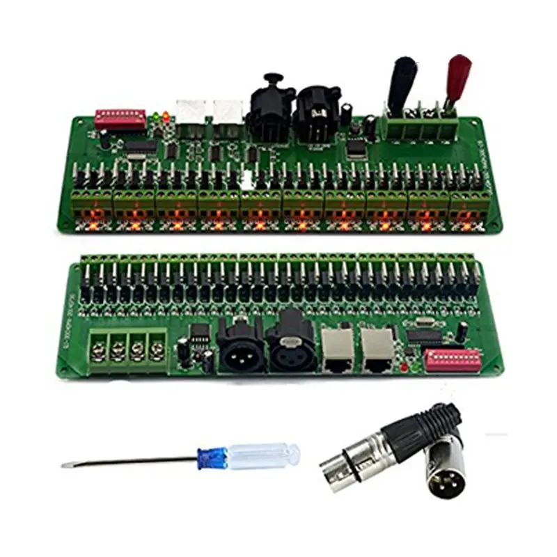 

DMX LED Decoder Controller for RGB LED Strip Light DMX512 Dimmer Driver DC9-24V 2A/CH(caron plug and screwdriver is random color
