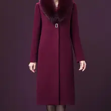 M-4XL Горячая зима Ms новая мода длинное шерстяное пальто до колена датский мех