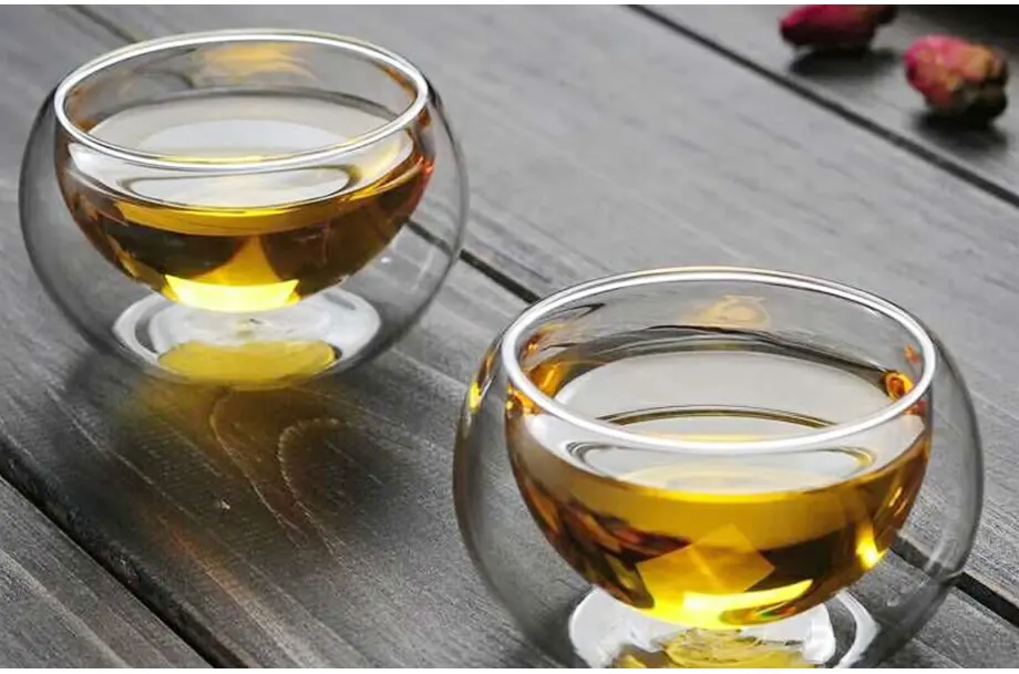 OBR 50 мл кунгфу чай чашка с двойными стенками Изолированные занятия прозрачный цветок Чай Кофе Вино Виски; алкогольные напитки чайные инструменты посуда для напитков