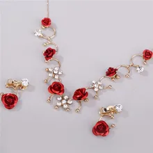 Женский элегантный 1 пара клипсы для ушей+ 1 ожерелье аксессуар для повседневного платья модный сплав Зажим для ушей набор ювелирных изделий