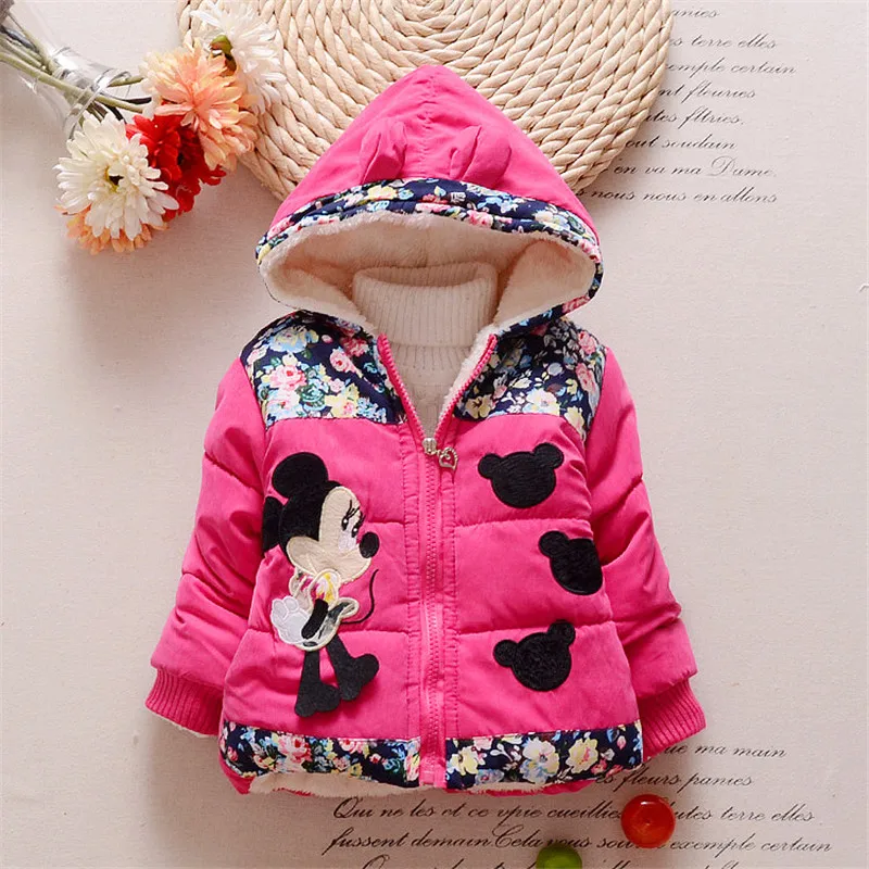 

Dulce Amor Winter Baby Girls Coats Kids Minnie Jackets Fashion Hooded Children Outdoor Parka Warm Flowers Cotton-padded Coats