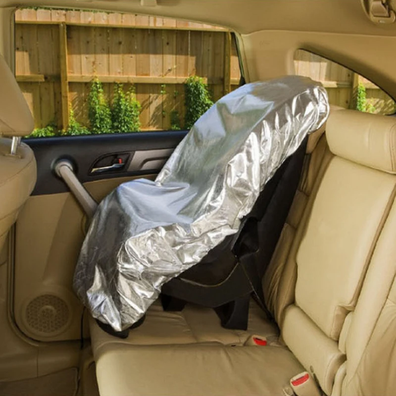 New Silver Aluminium Car Seat Sun Shade Cover for Baby Infant Carriage Sunshade Cover Child Seat Protective Deflect UV Rays (4)