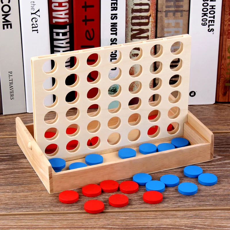 

Children Chess Game Four In A Line Wooden 3D Chess Board Line Up 4 Early Educational Toys Thinking Brain Exercise Toys
