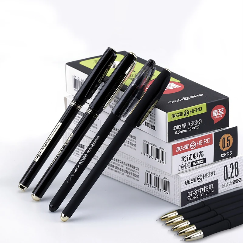 12pcs/box Needle Tip Gel Pens Black Ink 0.28mm 0.38mm 0.5mm for Choose