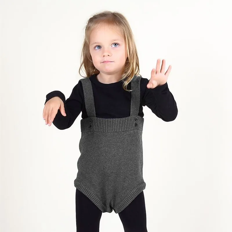 Платье на бретелях для девочек; хлопковый детский вязаный свитер; Однотонный Мягкий комбинезон; платья для малышей; одежда для детей