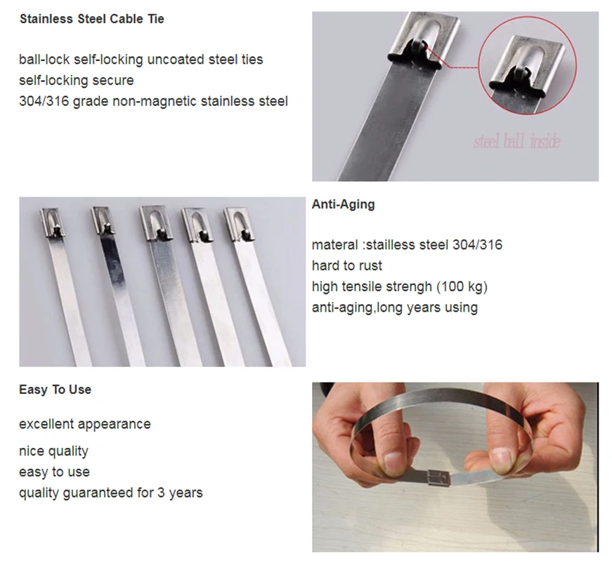 10 x Stainless Steel Metal Cable Ties Uncoated 4.6mm x 300mm Exhaust Heat Wrap