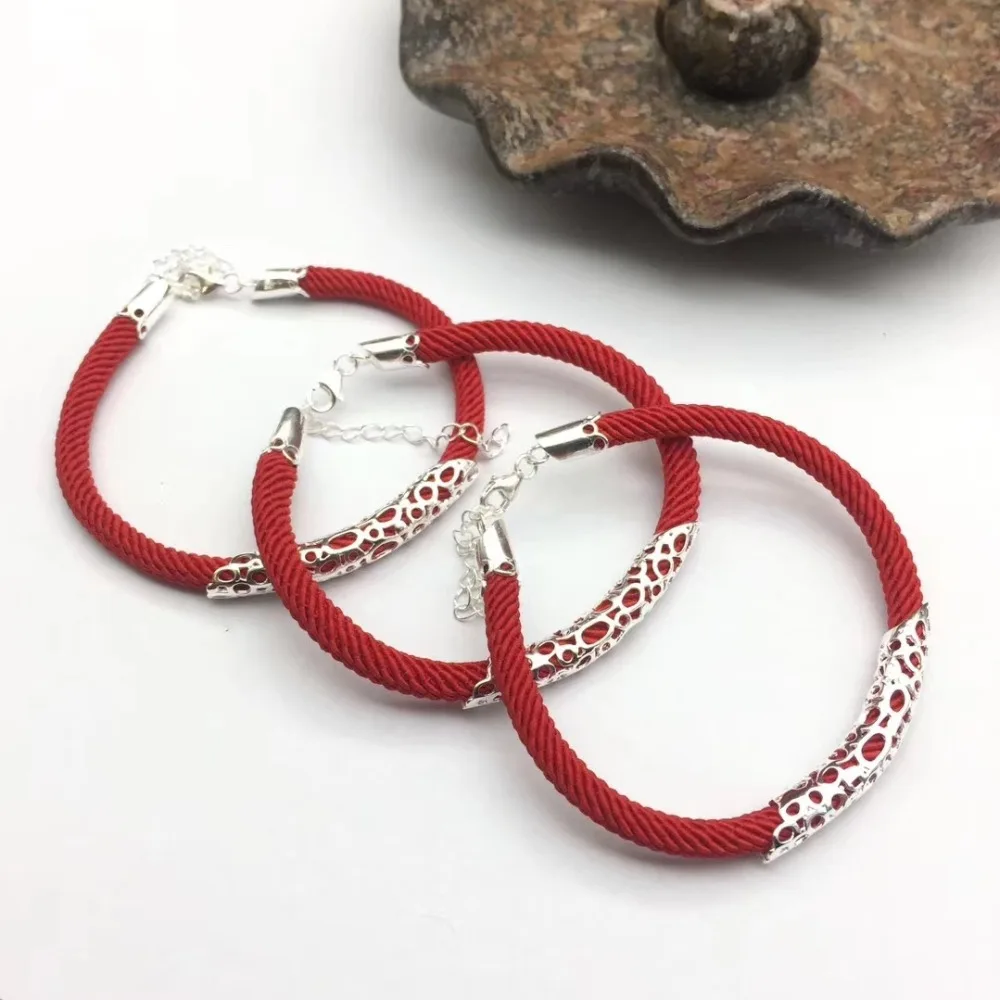 

1PCS Pure S999 Silver Bracelet Rope Hollow Pattern Fashion For Women Girl Man Bracelet 7.6inchL 6mmW (only 1PCS)