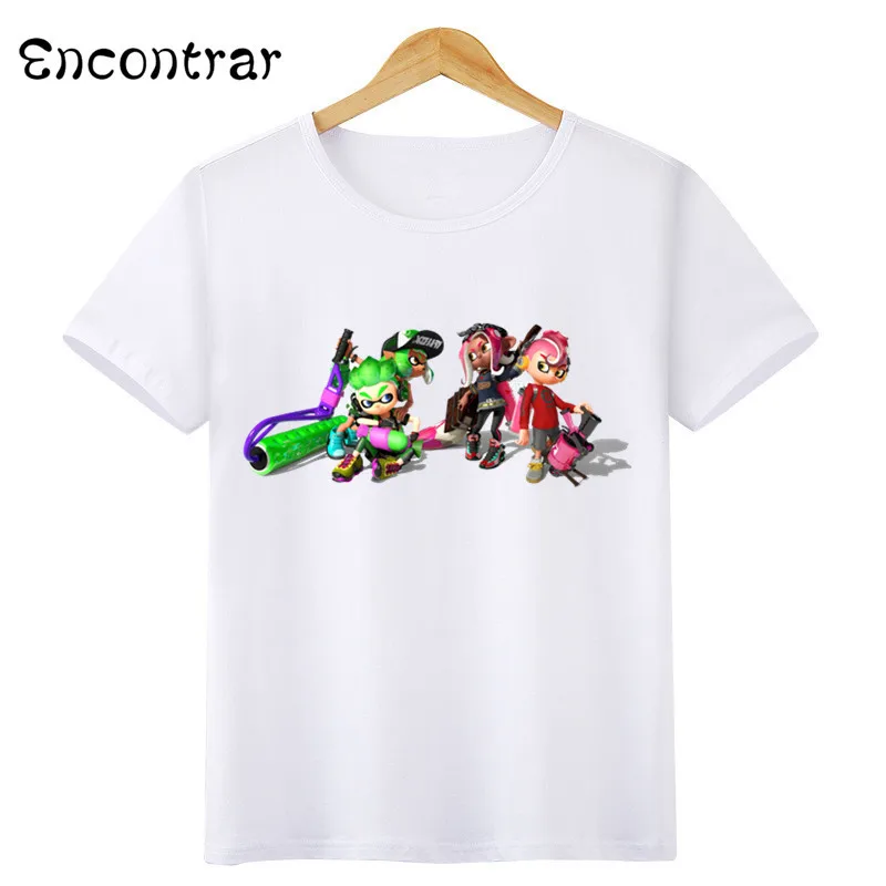 Kids Splatoon Inkling Design T Shirt Boys/Girls Casual Short Sleeve Tops Children's Funny White Anime T-Shirt,ooo3071