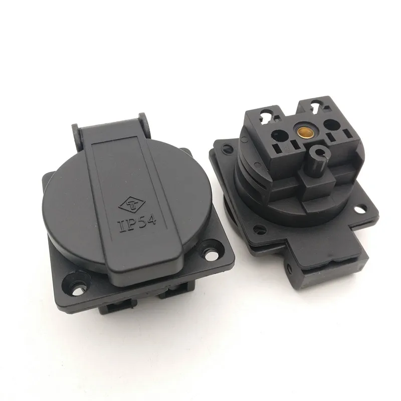 

Schuko CEE7 Waterproof IP54 Industrial AC Electrical Power Female Socket,Rewireable Outlet Socket Extension Cord Connector