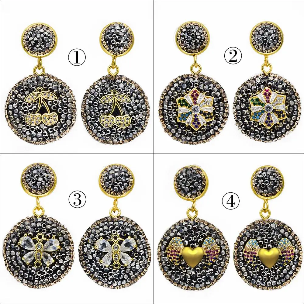 

Handmade Jewelry Micro-inlaid Cubic Zircon Round Drop Earrings 2019 High Quality Geometry Shell Earrings Wedding Party EH0075