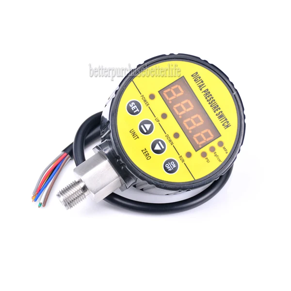 

0-16bar(232psi) 240VAC G1/4 0.5% 2 Relay Output Digital Pressure Switch Two Alarm Point Output Hystersis Setting