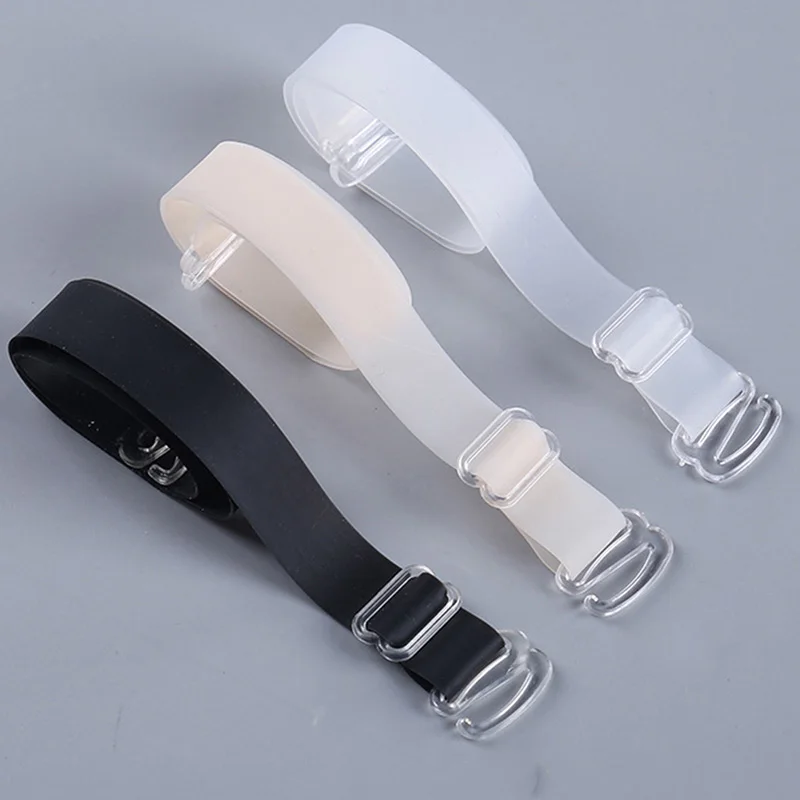 1.5cm Wide Women Silicone Bra Straps Plastic Buckle Invisible Bra