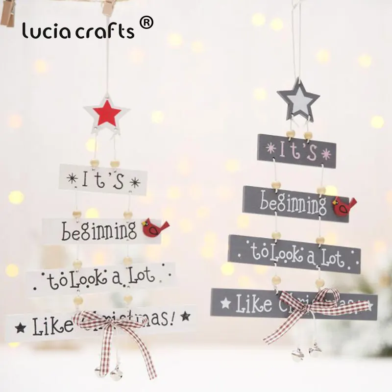 

1PCS White/Gray Wooden Alphabet Pendants Hanging Ornaments DIY Xmas Tree Ornament Christmas Decorations For Home H0354