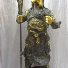 Xd 002608 3" Китайский Бронзовый Свинка Воин Голова Дракона GuanGong GuanYu Бог Статуя Скульптура