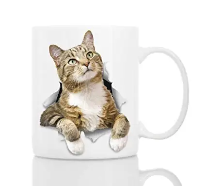 Pondering Cat кофейная кружка керамическая 11 унций смешная кофейная кружка | идеальный подарок для влюбленных кошек | Милая Новинка кофейная кружка подарок отличный день рождения