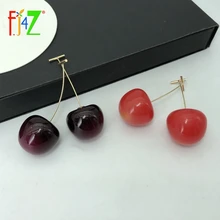 F.J4Z Hot Sweet Cherry Earrings for Women Cute Vivi Resin Acrylic Cherry Drop Earring DropShipping Wholesale