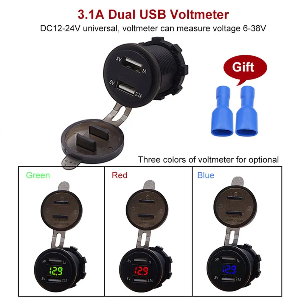 Универсальное автомобильное зарядное устройство 3.1A Dual USB Автомобильное зарядное устройство для телефона DC12V-24V водонепроницаемая автомобильная USB зарядка для iPad для iPhone