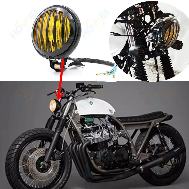 5.75 inch motorycle retro Grill Headlamp grille mask Headlight Hi/low