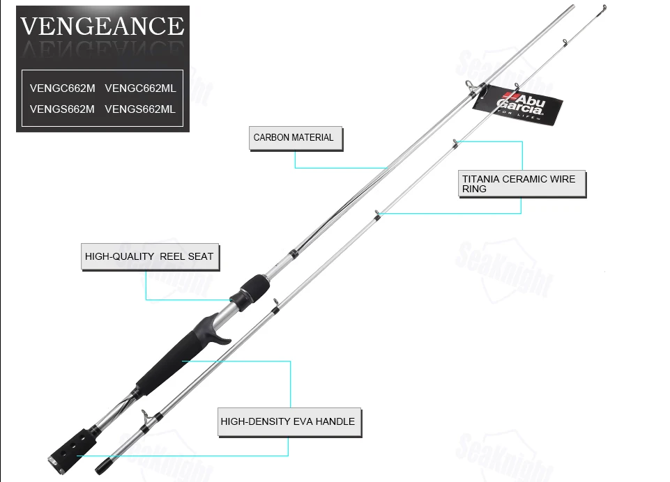 Новое поступление Abu Garcia VENGEANCE II S662M S662ML 6'" 1,98 м 118 г/106 г углеродная приманка спиннинговая Удочка M/ML Power